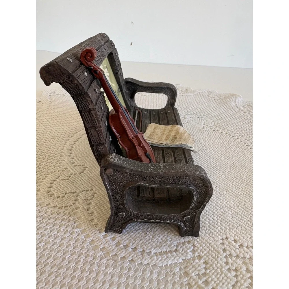 World Bazaars Musical Park Bench Picture Frame Violin Sheet Music 3.5x5 43149